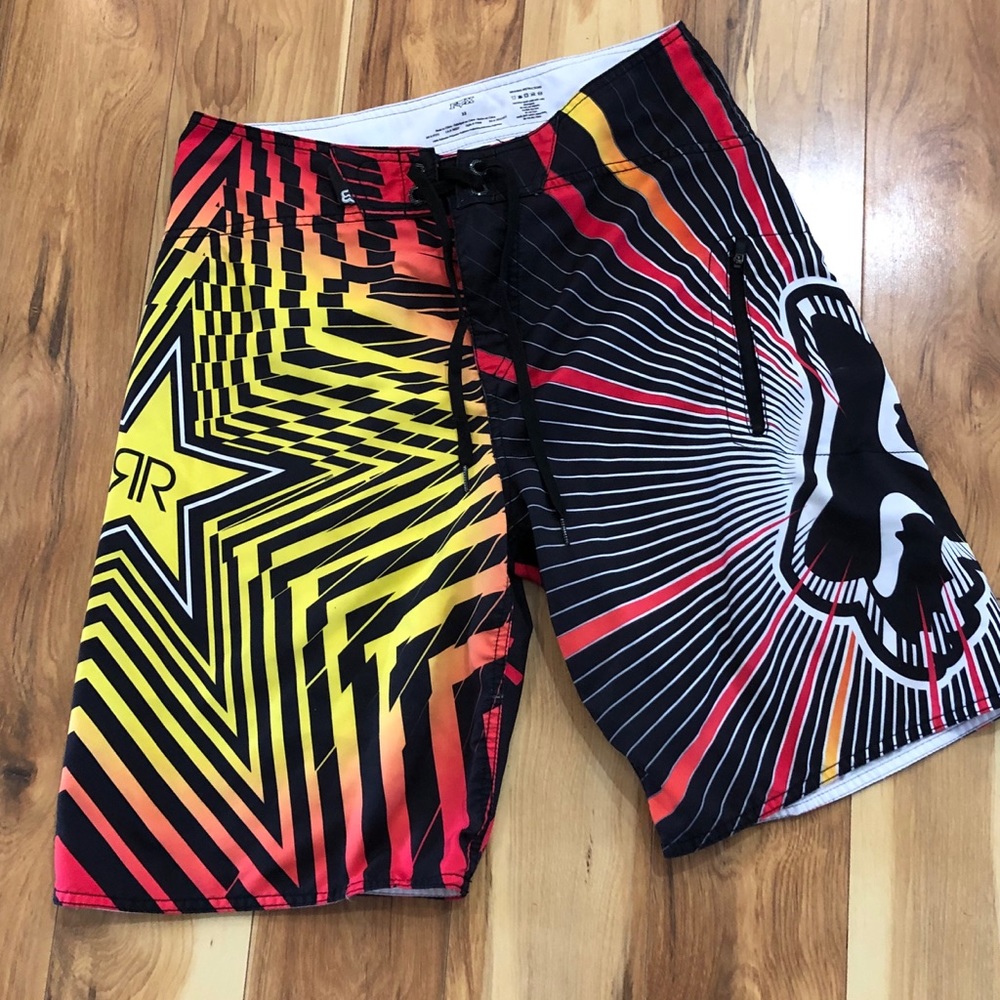 Men’s Fox swim trunks.